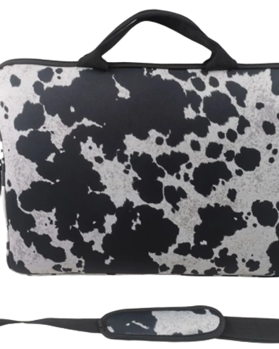 Black Cowhide Laptop Shoulder Bag