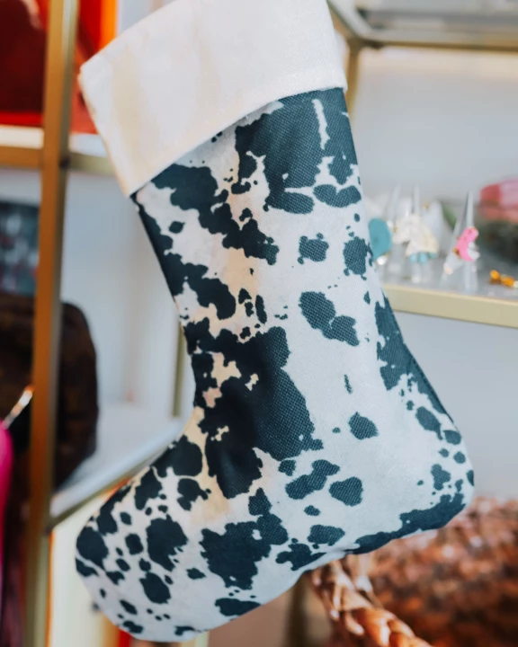 Black Cowhide Christmas Stocking
