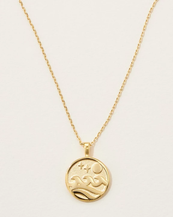 Gold Ocean Wave Pendant Necklace