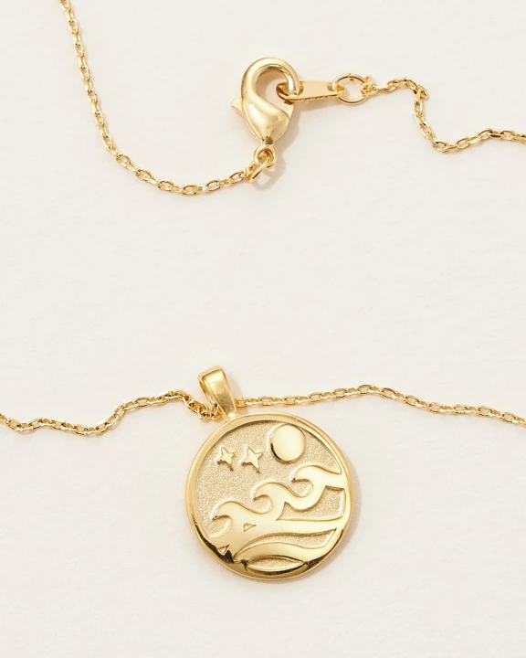 Gold Ocean Wave Pendant Necklace