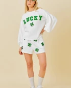 CLOVER SEQUIN PATCH QUILTED SHORTS