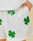 CLOVER SEQUIN PATCH QUILTED SHORTS
