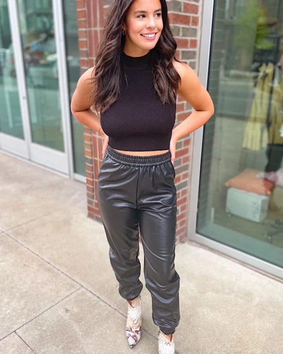 On the Edge Faux Leather Joggers