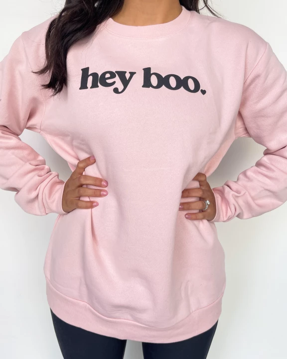 Hey Boo Pink Crew Sweatshirt