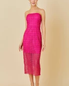 Strapless lace midi dress