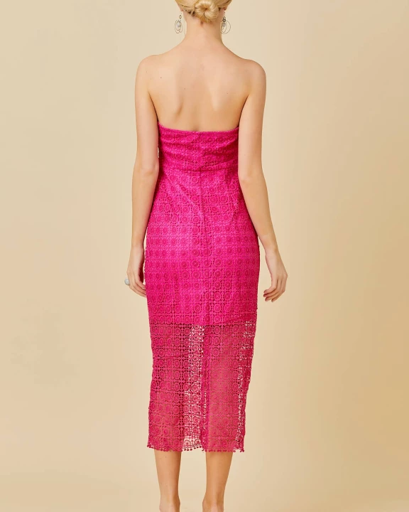 Strapless lace midi dress