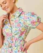 Floral printed denim dress