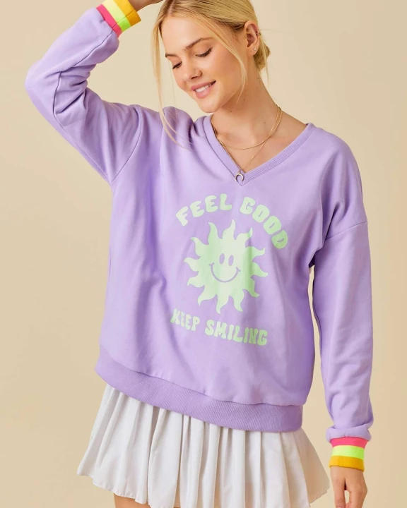 Feel Good Printed Causal Sweater Top
