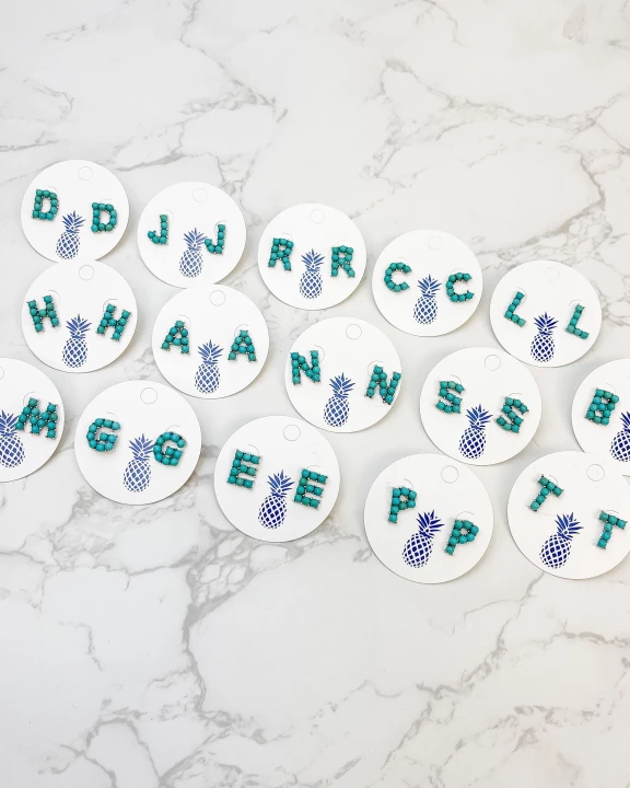 Semi-Precious Turquoise Initial Post Earrings