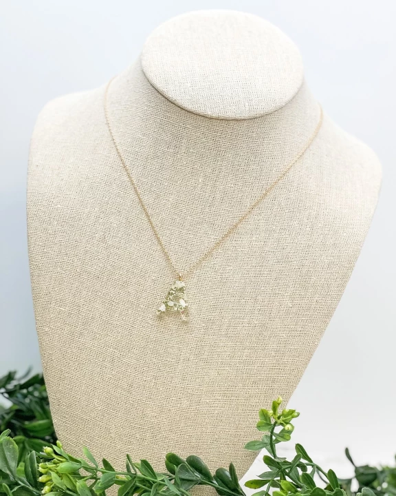 Flower Initial Pendant Necklaces