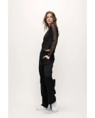 LONG MESH SLEEVE KNIT TOP