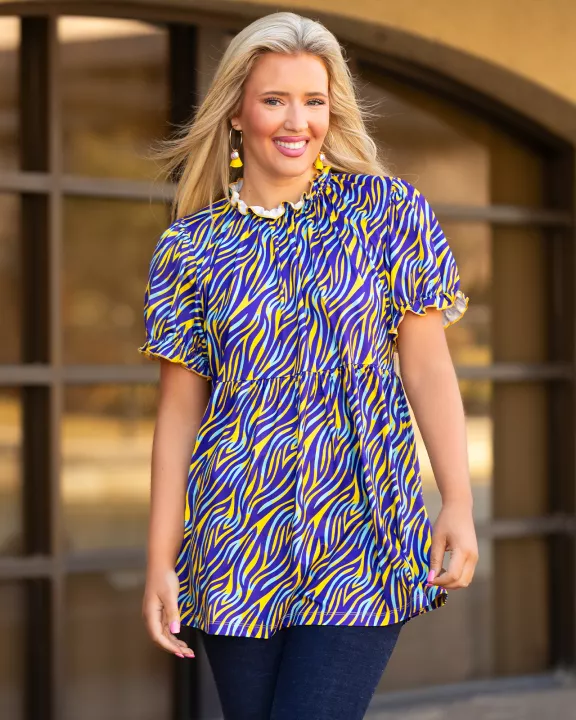 30053 - Tiger Stripe Print with Ruffle Sleeves