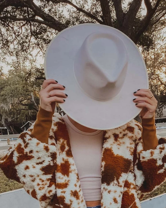 Oatmeal Wholesale Wide Brim Felt Hat for Women