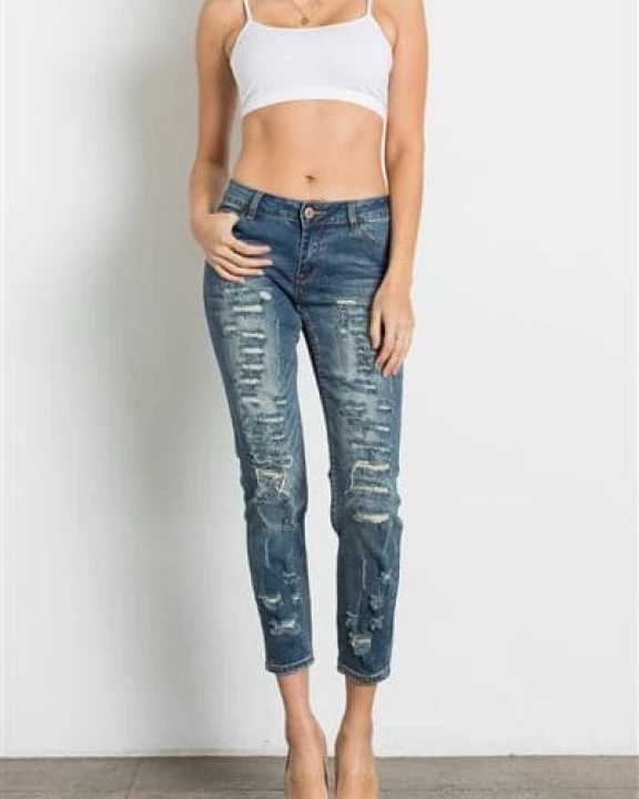 Mid Rise Ripped Stretch Skinny Jeans - Pack of 12