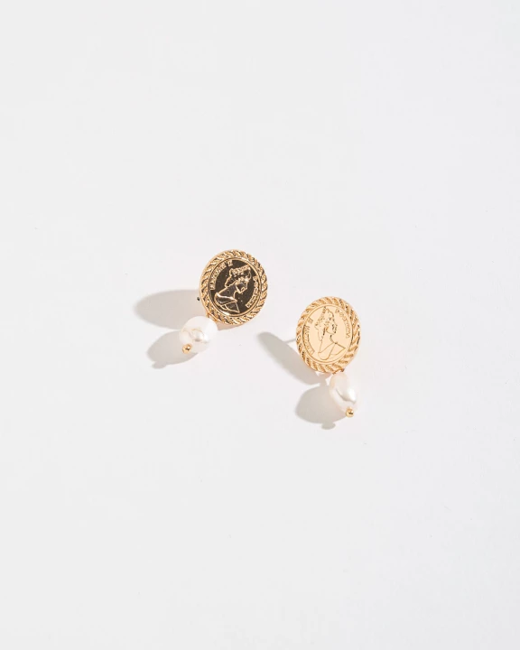 Mya Pearl & Coin Charm Drop Earrings