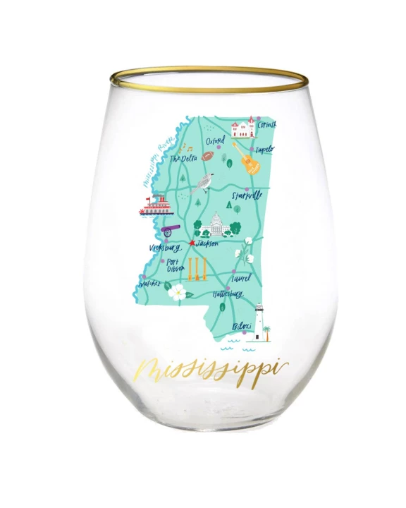 Mississippi Stemless Wine Glass