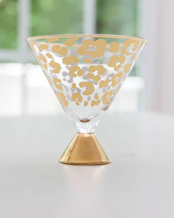 Gold Leopard Martini Glass