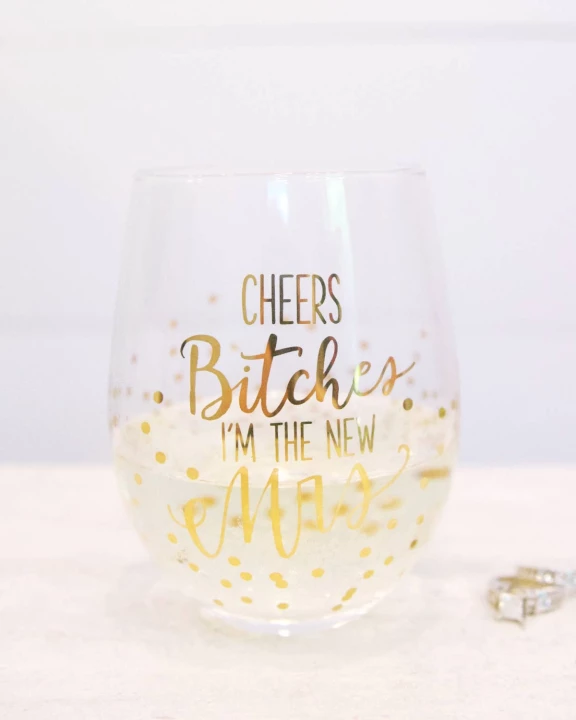 Glass Stemless Wine New Mrs.