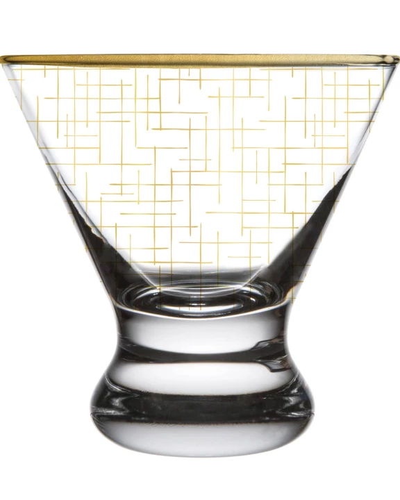 Gold Hatch Martini Glass