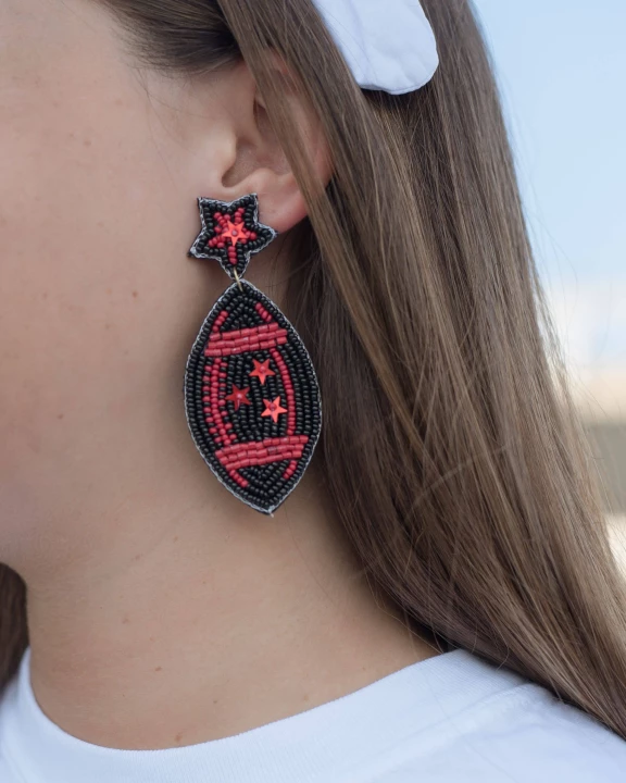 Game Day, Beaded Earrings, Football Earrings, Touch Down (Co