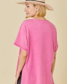 Washing Distressed Rodeo Graphic Print Tunic Top