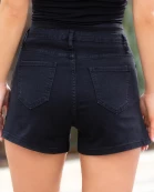 20192 - Denim Shorts with Black Shiny Fringe