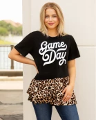 10585 - Game Day Ruffle Bottom Leopard Top