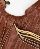 Brown Faux Leather Fringe Sash Bag