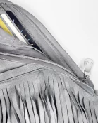 Gray Fringe Leather Sash Bag