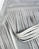 Gray Fringe Leather Sash Bag