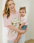 Rolling Stones Floral Lick Pink Thrifted Distressed Tee