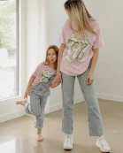 Rolling Stones Floral Lick Pink Thrifted Distressed Tee
