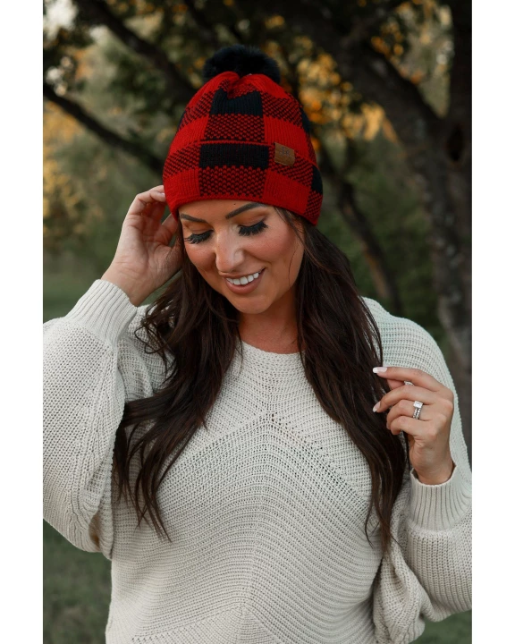Ready to Ship | Buffalo Plaid Pom Hats