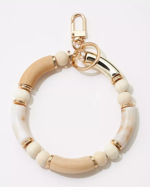 Resin Wood Mixed Wrist Keychain
