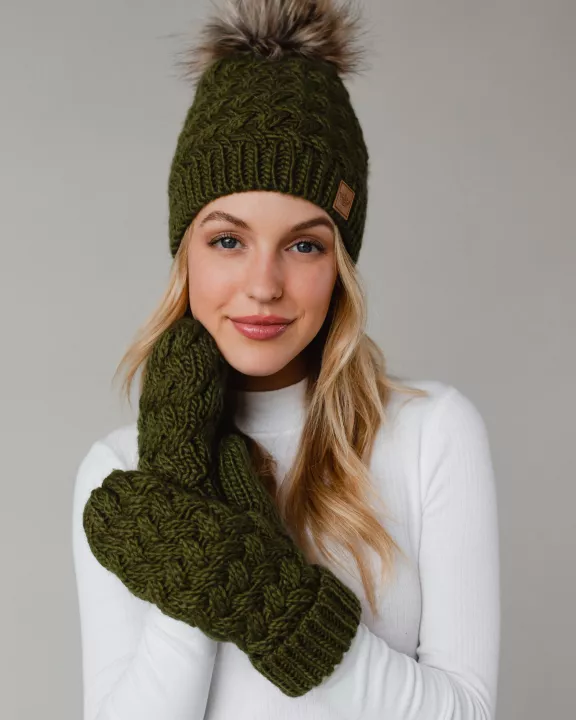 Olive Knit Mittens