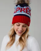 Red, Lt. Blue & Navy Apres Pom Hat