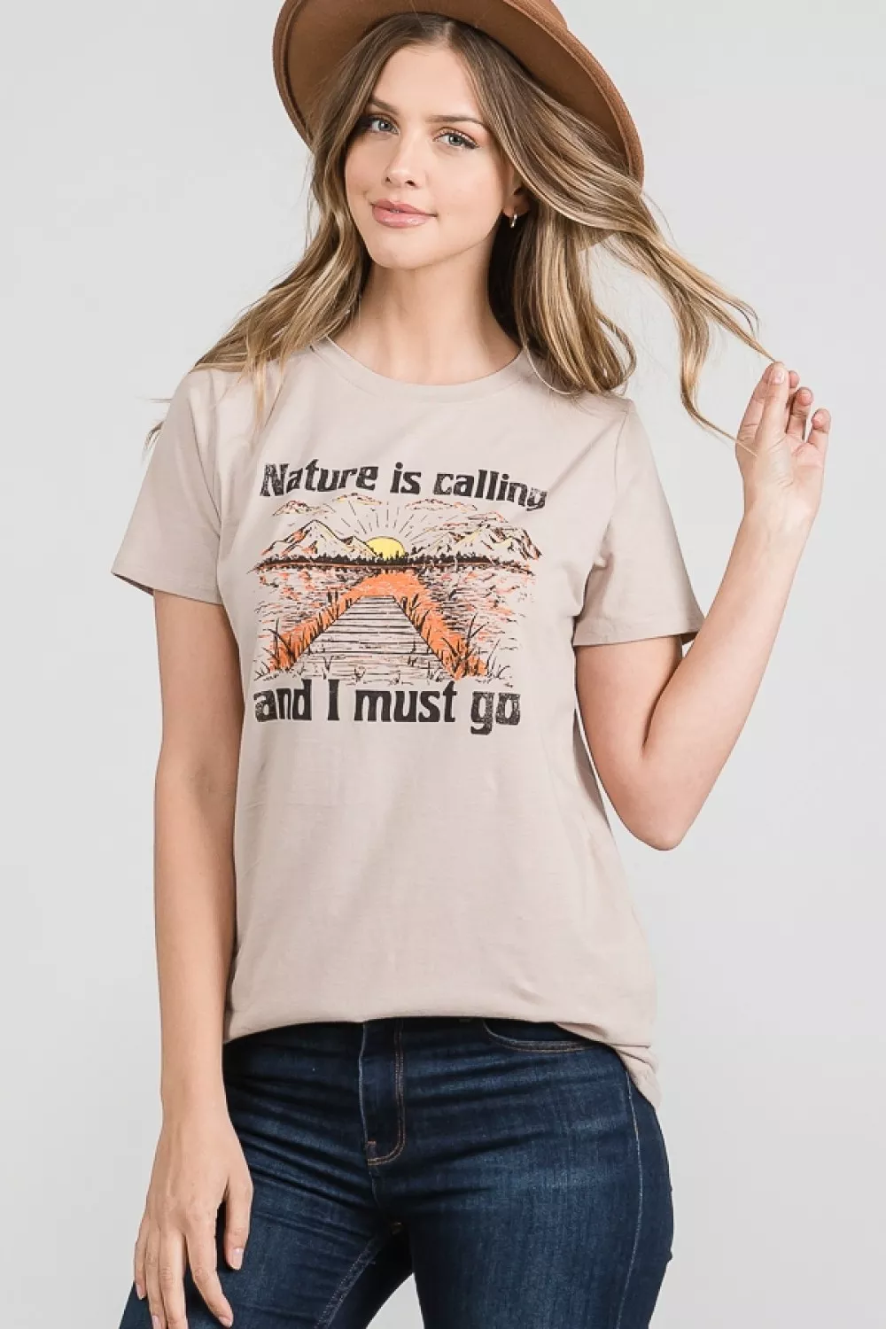 T-37395 "NATURE IS CALLING AND I MUST GO" GRAPHIC TOP