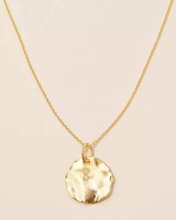 Organic Shape Pendant 18K Gold Dipped Necklace