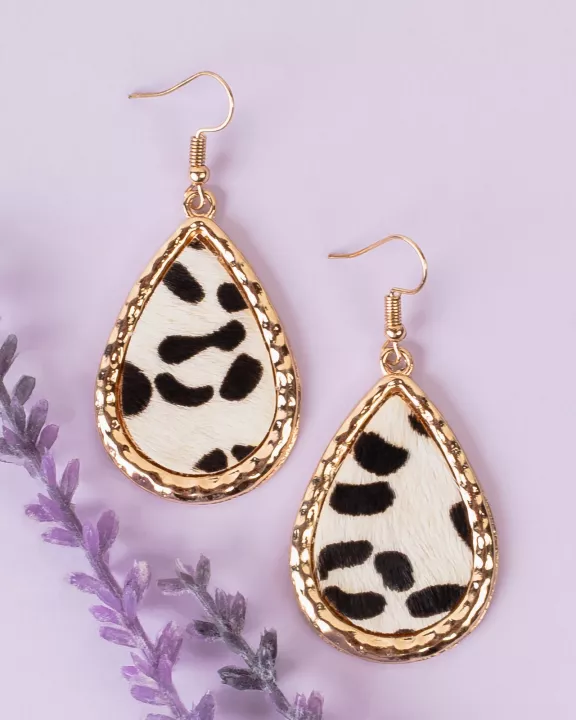 73977 - Animal Print Teardrop Earrings