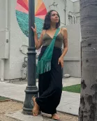 Turquoise Fringe Leather Sash Bag