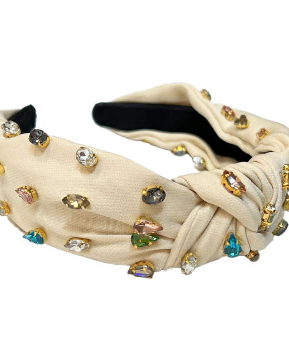 Traditional Knot Headband - Cream Gem