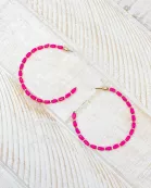 Beaded Gold Skinny Open Hoop Earrings
