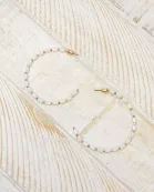 Beaded Gold Skinny Open Hoop Earrings