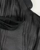 Black Fringe Leather Sash Bag