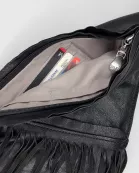 Black Fringe Leather Sash Bag