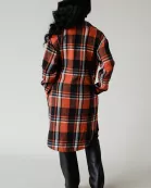 Rust, Black & Cream Plaid Long Flannel