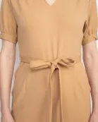 Nanette Lepore V-Neck Short Sleeve Tie Waist Solid Zipper Back Jumpsuit