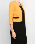 Studio One scoop neck sleeveless bodycon zipper back solid stretch crepe dress with 3/4 open front quilted jacket