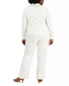 Le Suit One Button Closure Long Sleeve Jacket with Zip Closure Straight Crepe Pant
