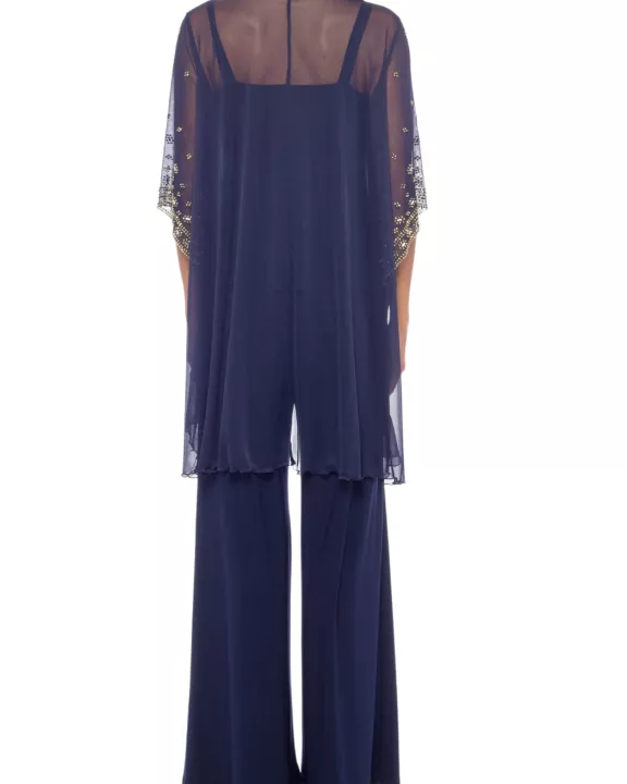 Marina Strap Neck Sleeveless Sequin Bodice Jersey Pants with Jacket